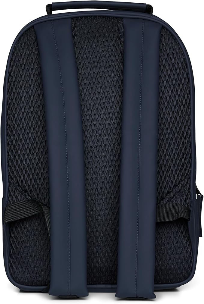 RAINS Book Daypack Regular Navy Laptop Backpack for Men and Women, Waterproof Black Minimalist Commuter Bag with 15”-16"