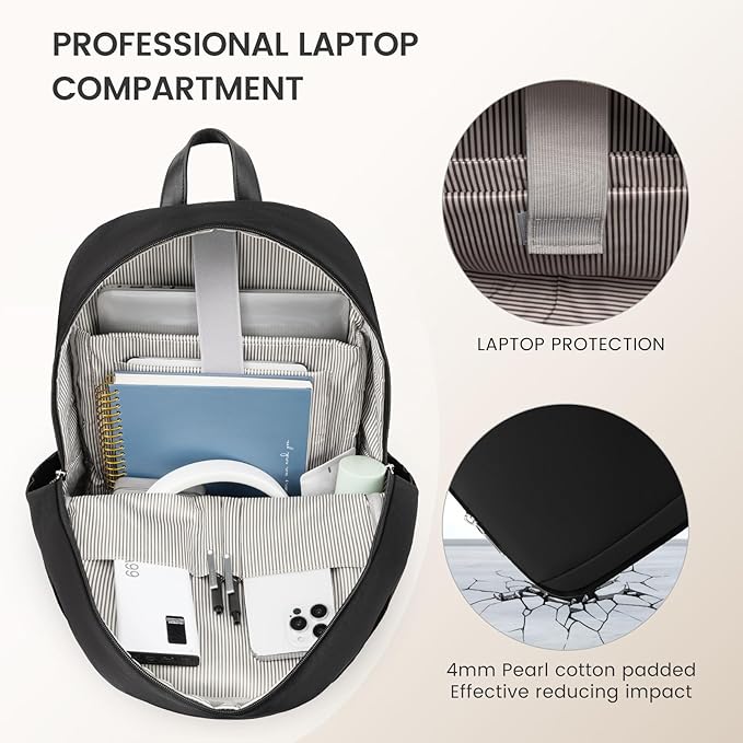 LOVEVOOK Travel Laptop Backpack for Men Women, Waterproof Work Backpack Fits 15.6 Inch Laptop, Large Computer Backpack for College, Black