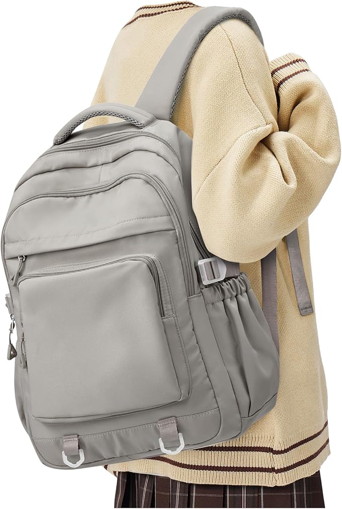 Cute Backpack for College Students Waterproof School Bag High School Backpacks for Teens Girls Boys Laptop Bookbag Casual Daypacks Backpacks for Women Men（Gray Brown）