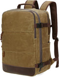 BOVIP Travel Backpack for Men Carry On Backpack Flight Approved Personal Item Backpack, 18.4 inch Laptop Backpack Casual Daypack Weekender Business Hiking Backpack, Brown