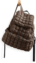 ODODOS Quilted Backpack 2.0 for Women Lightweight Puffer Hiker Pack Drawstring Padding Travel Gym Bag, Dark Brown