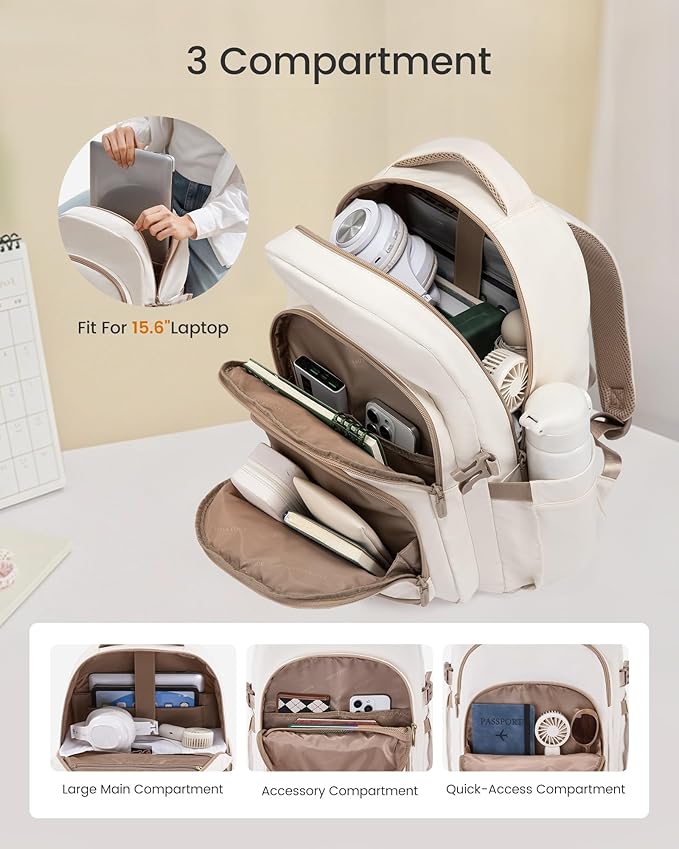 LOVEVOOK Laptop Backpack for Women, 15.6-Inch Work Backpack, College Bookbag Casual Personal Item Travel Bag Business Computer Daypack for Teacher Nurse, Gift