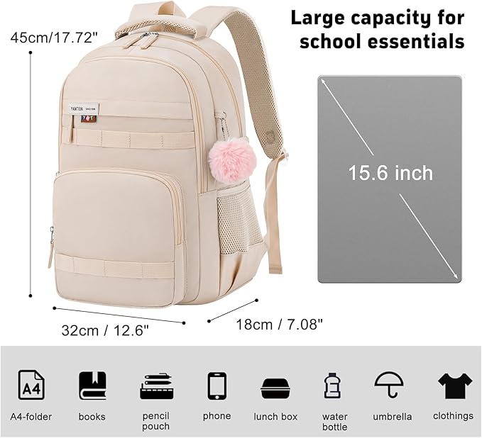 YAMTION Backpack for Teens,School Book Bag with Laptop Compartment for Students,Laptop Back Pack with Large Capacity for Girls Women Work Travel Weekend