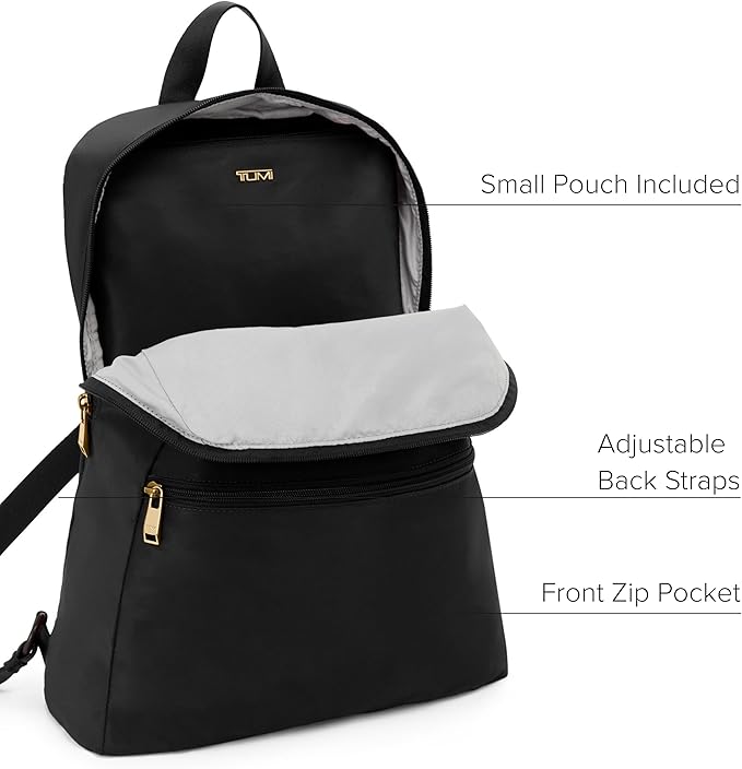 TUMI - Just In Case Foldable Backpack - Lightweight, Compact Travel Backpack - For One Bag Travel - 15.5" X 12.3" X 4.5" - Black with Gold Hardware