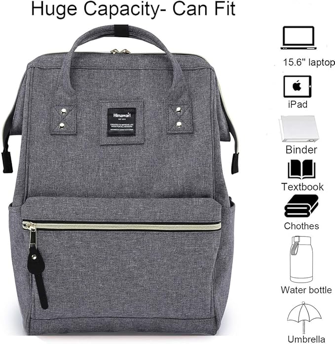 himawari Travel Backpack with USB Charging Port 15.6 Inch Doctor Work Bag for Women&Men College (USB Gray)