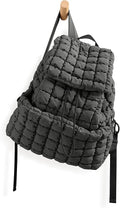 ODODOS Quilted Backpack 2.0 for Women Lightweight Puffer Hiker Pack Drawstring Padding Travel Gym Bag, Charcoal