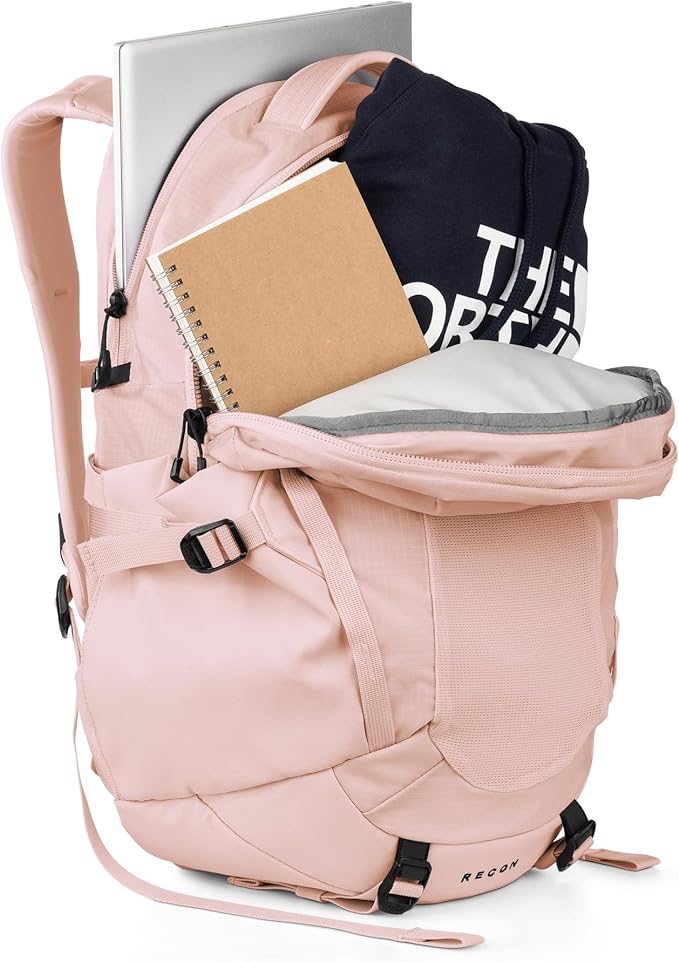 The North Face Women's Recon Everyday Laptop Backpack - PFAS Free, Pink Salt/TNF Black, One Size