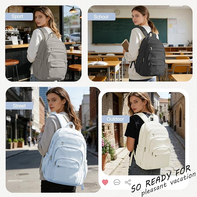 College Backpack For Women Men,Lightweight High School Bag,School Backpack With Lots Of Pockets,Cute Bookbag For Teens Boys Girls,Casual Daypack Backpack For School(Blue)