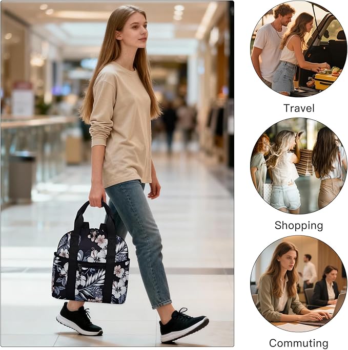 Women’s Backpack Purse Medium Size with Trolley Sleeve, Adjustable Strap/Top Handle, Water Resistant Travel Daypack, Hawaii Flower