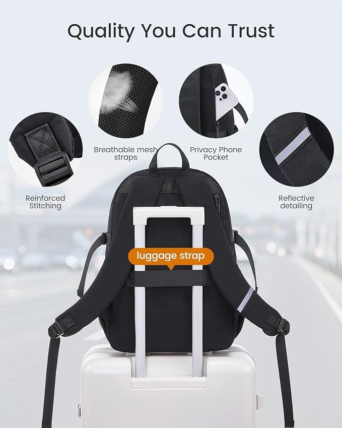 LOVEVOOK Laptop Backpack for Women & Girls, Large Capacity Everyday Backpack with Water Bottle Holder, Chic Versatile Backpack Purse, Lightweight Casual Daypack for Work, Travel, College, Black