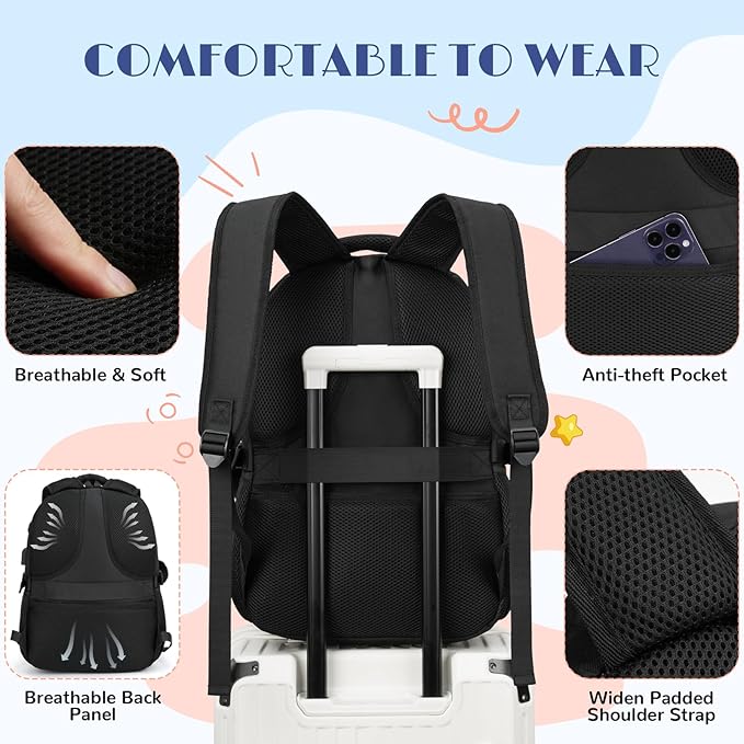 17.3 Inch Laptop Backpack for Women Teen Girls Bookbag for College Student Middle High School Mochila Escolares para Niñas Mujeres(Black)