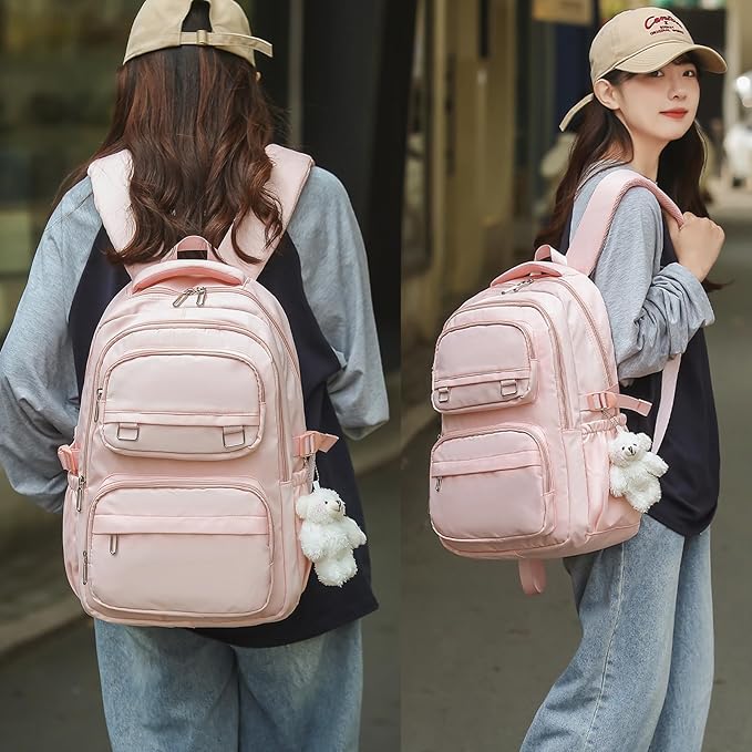 School Backpack for Kids Girls Cute Travel Backapck for College Women Men Casual Laptop Bookbag for Teen Student(Pink)