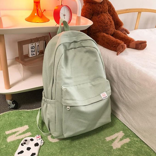 Aesthetic Backpack Cute Backpack School Supplies Laptop Bag for Teens Girls Women Students Solid Color