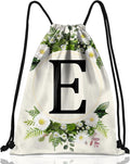Initial Letter Drawstring Backpack String Sports Gym Bags Waterproof Sackpack Cute for Men Women Beach (13"×17") (Letter-E)