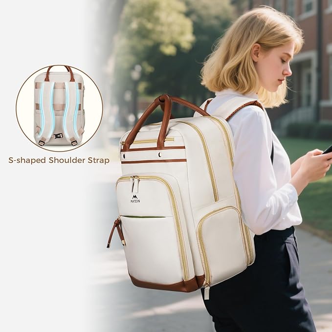 MATEIN Teacher Work Backpack with Lunch Compartment Detachable, 15.6 Inch Laptop Backpack with Organized Pocket, College Computer Backpacks Meal Prep Bag Gift for Women Nurse Commute Office