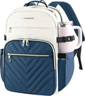 VANKEAN Laptop Backpack for Women with Giant Tumbler Holder Pocket,17.3 inch School College Book Bag Nurse Teacher Backpack,Waterproof Work Travel Backpack Purse Laptop Computer Bag, Beige-Haze blue