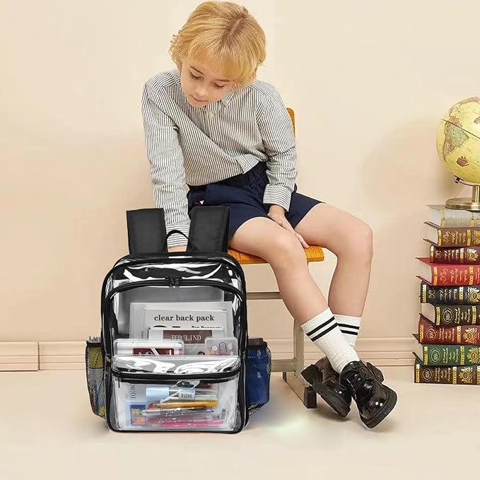 Clear Backpack,Clear Backpacks for School Heavy Duty See Through Bookbag Waterproof Backpack for Men Women,Light Purple