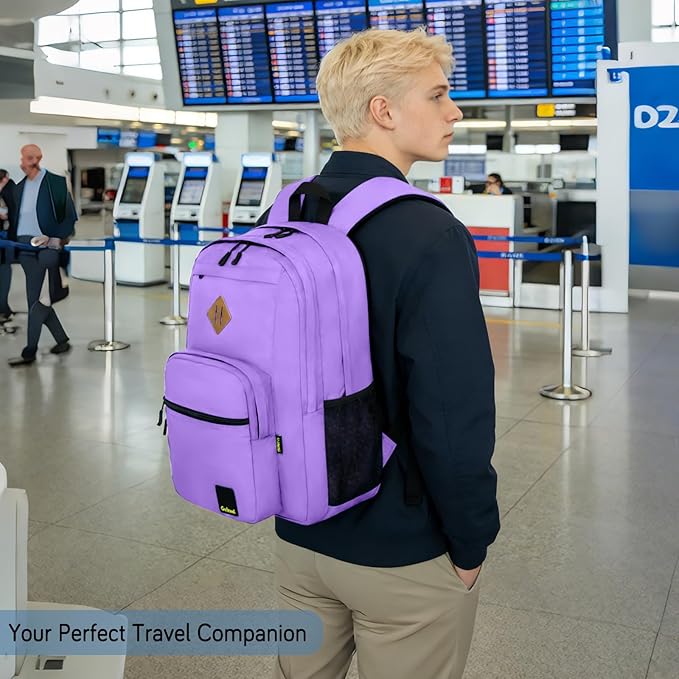 Goloni Lightweight Laptop Backpack 1.1Lbs, 36L Wear-Resistant Water Resistant Backpack with Laptop Compartment for Men Women, College Work Travel Bookbag,Purple