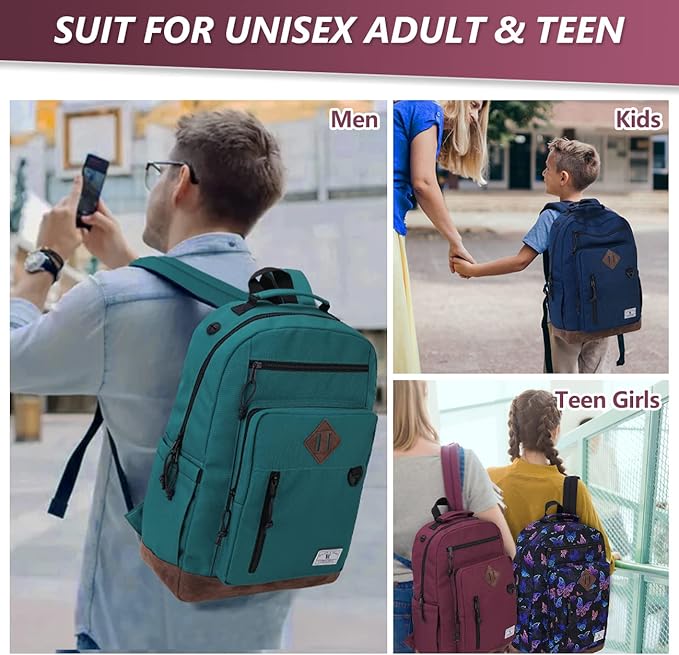 VX VONXURY Backpack for Men Women,Lightweight Bookbag with Mulitiple Pockets,Classical Water Resistant Travel Backpack