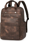 PU Leather Laptop Backpack for Women | 17 Inch Laptop Backpack for Work College School - Large Capacity Computer Bag Teacher Nurse Bag Casual Daypack (Coffee)