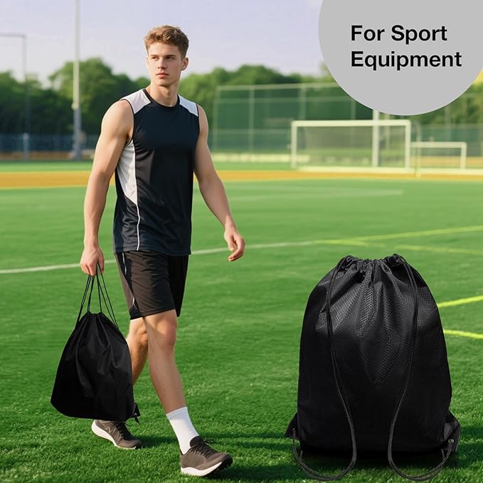 HIIXHC 2-Pack Black Drawstring Backpacks, Cinch Bag, Lightweight & Washable Sackpack, Perfect for Gym, Sports, Travel - Men & Women,X-Large 22.4"x17.5"