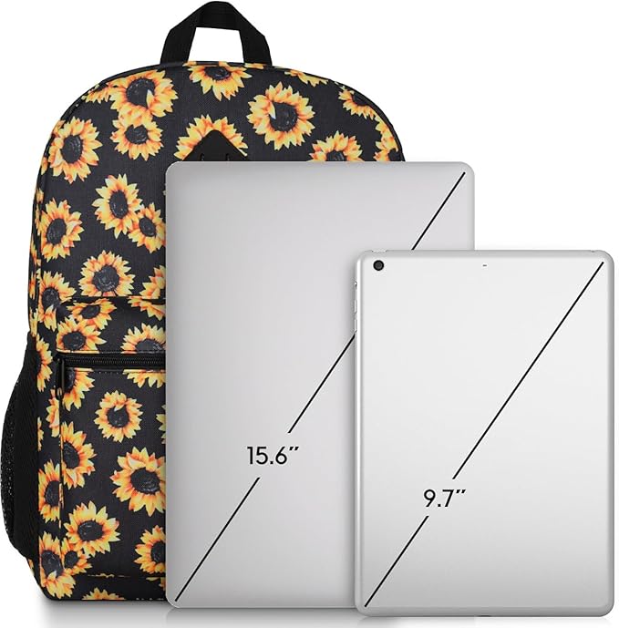 YAMTION School Backpack,Sunflower Bookbag Men and Teen Boy Schoolbag with USB Charging Port for High School College Office Work Travel