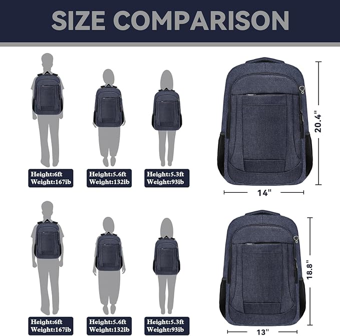 Laptop Backpack,18.4 Inch Extra Large Travel Backpack Airline Approved, Business Anti Theft Sturdy Work Computer College High School Backpack Bag Fits 18 Inch Notebook for Men Women, Blue