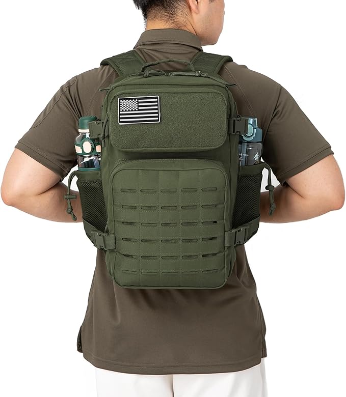 QT&QY 25L/45L Military Tactical Backpack For Men Molle Daypack 3 Day Bug Out Bag Hiking Rucksack With Bottle Holder
