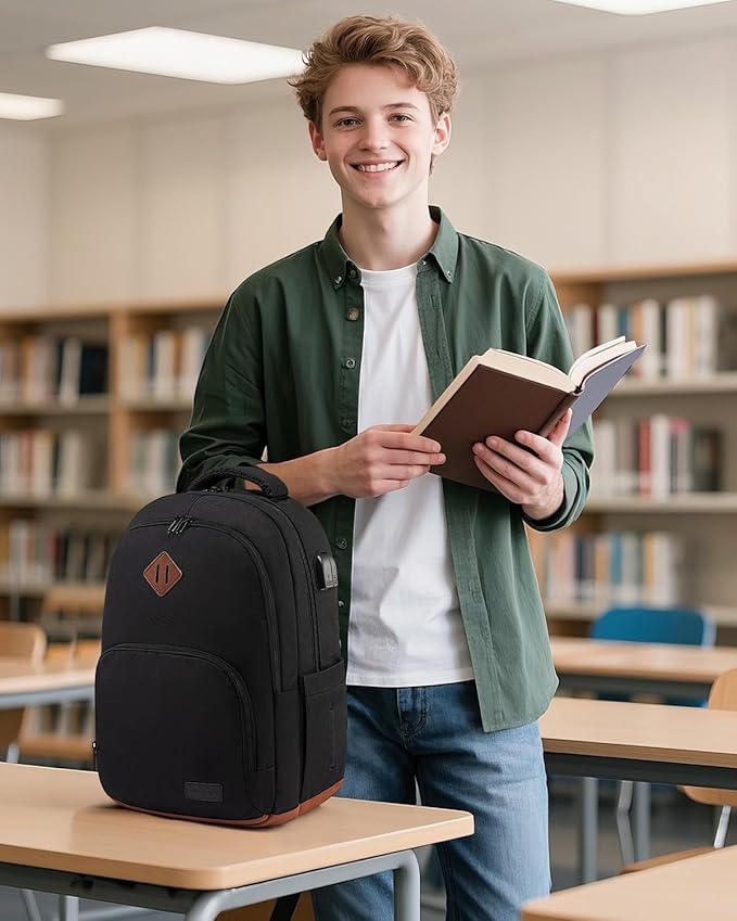 LOVEVOOK School Backpack for Women Men Classic Backpack with 15.6" Laptop Compartment Lightweight Bookbag for College Work High School