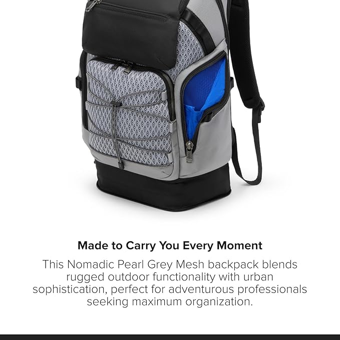 TUMI - Alpha Bravo Nomadic Backpack - Men's Durable Carry On Bag - 18.8" X 15.0" X 9.0" - Fits up to 15" Laptop - Pearl Grey Mesh