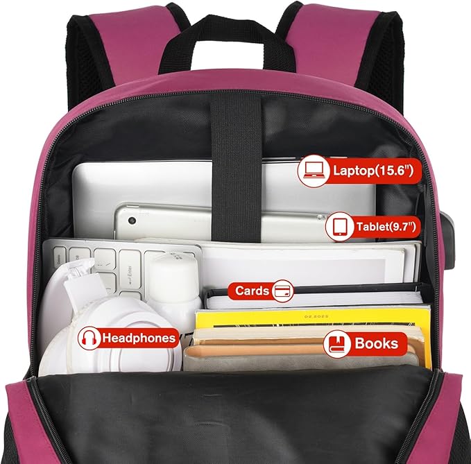 YAMTION Laptop Backpack,Bookbag for Women and Teen Girls School Backpack with USB Port for College Work