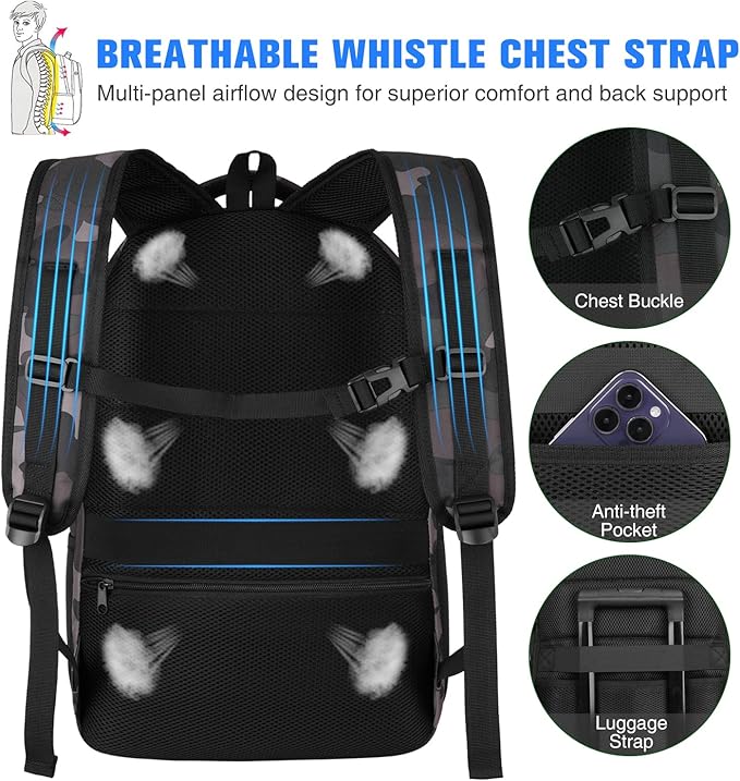 YAMTION School Backpack for Teen Boys Men,17.3 Inch Laptop Bookbag for High School College Students Work Office Business Travel
