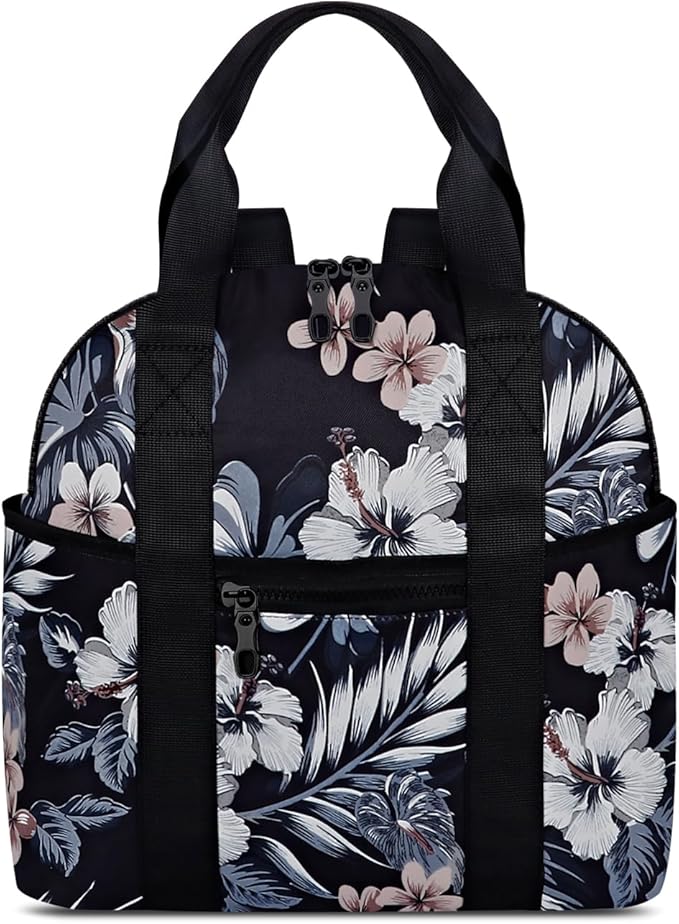 Women’s Backpack Purse Medium Size with Trolley Sleeve, Adjustable Strap/Top Handle, Water Resistant Travel Daypack, Hawaii Flower