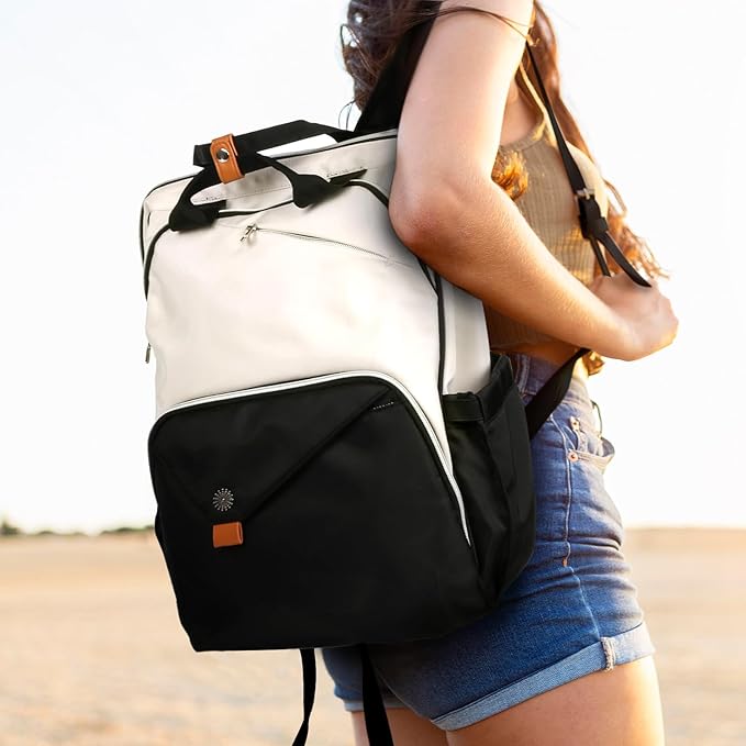 Hap Tim Laptop Backpack for Men, Women, Travel, Work, Nurse, Teacher, Khaki Black (7651-BH)
