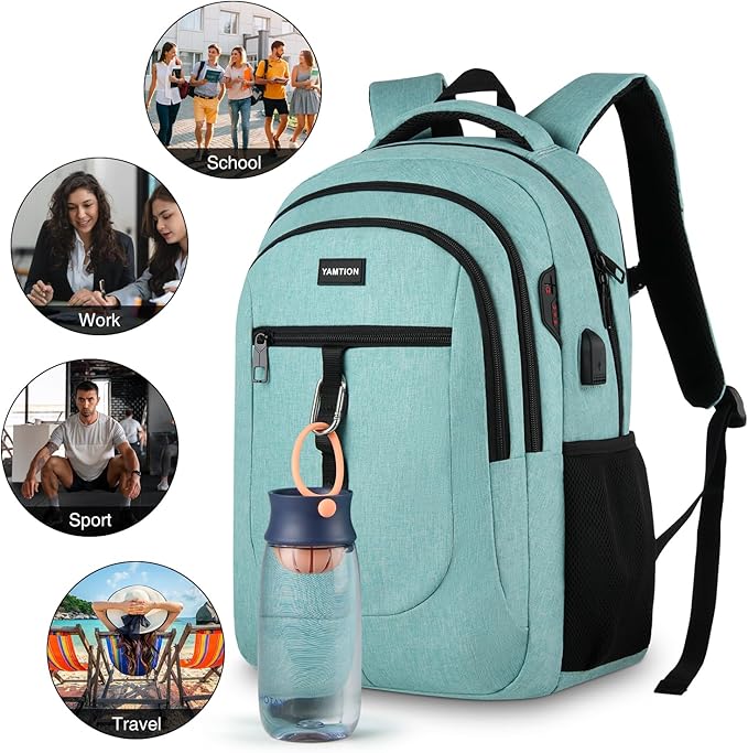 YAMTION School Backpack for Teen Girls and Boys 15.6 inch Laptop Bookbag Backpack with USB for High School College Students