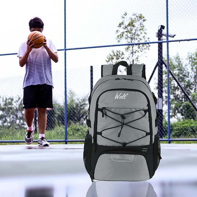 WOLT Basketball Backpack Large Sports Bag with Separate Ball Holder & Shoes Compartment, Best for Basketball, Soccer,Gym
