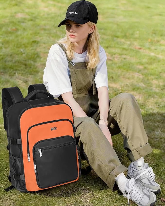 Travel Backpack for Women & Men, Large Carry On Personal Item Bag Airline Approved, Waterproof Traveling Overnight Bags, Gifts Laptop Backpack for Travelers College-Students Commuters (Black/Brown)