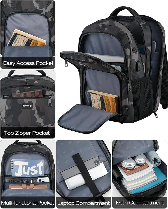 Business Laptop Backpack for Men,Anti Theft Computer Bag for Teens Boys with USB Charging Port,Water Resistant Fits 15.6 Inch Laptop and Notebook