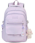 Girls Backpack for College High Middle School Student, Cute Aesthetic Bookbag for Teens Women with Accessories，Purple