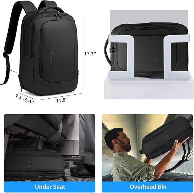 FENRUIEN Expandable Laptop Backpack for Men, 15.6 Inch USB Charging Work Backpack for Business/Commute/Travel