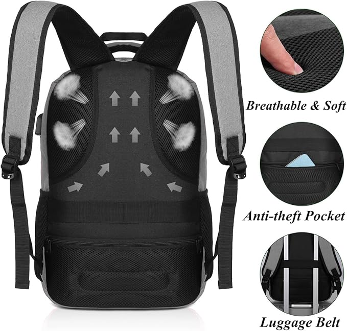 YAMTION Backpack for Men and Women,School Bookbag for Teenager,15.6 inch Laptop Bookbag with USB Charging port for Business Work College Travel Trip