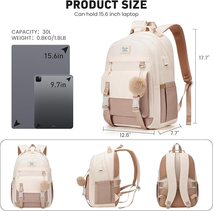 School Backpack for Teen Girls, 15.6 Inch College Backpack Elementary Middle High School Bag Large Cute Bookbags, Lightweight Laptop Backpacks Casual Daypack Kids Book Bag for Women Students