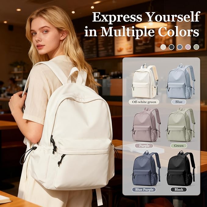 White Bookbags For Teen Girls Boys Waterproof College Backpack Middle School bags Lightweight Travel Rucksack Casual Daypack Laptop Backpacks For Men Women