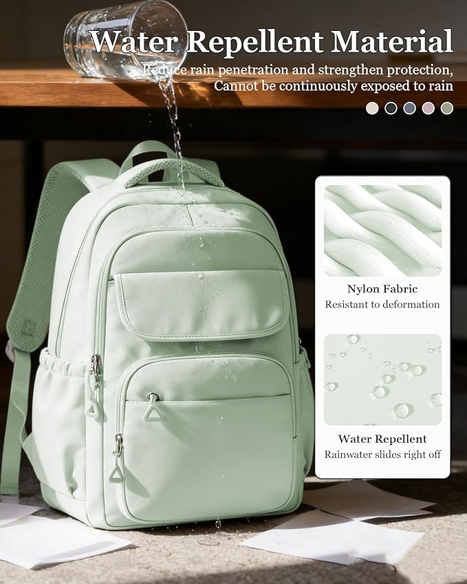 School Backpack for Women Men Cute Backpack for College Students Lightweight High School bag for Teens Girls Boys Waterproof Casual Daypacks Bookbag（MintGreen）