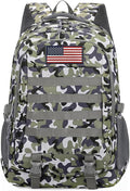 Camo Tactical Backpack for Boys - Waterproof 19'' Kids Bookbag with 15.6" Laptop Compartment, MOLLE System School Bag for Camping Hiking Travel