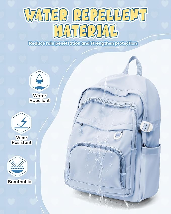 Lightweight Backpack for College & High School Backpack With Lots of Pockets Cute School Bag for Girls Boys, Large Capacity Bookbag for Women Men, Waterproof Teens Casual Daypack Backpack(Blue)