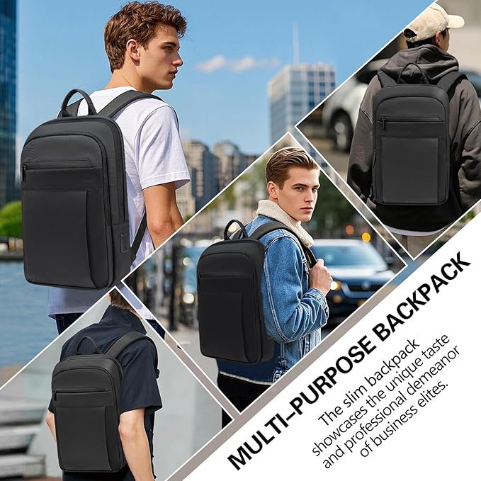 Backpack for Men Women Lightweight Business Laptop Backpack for 15.6 Inch Computer Bag Slim Anti-Theft Backpack for Commuting Work Office College Travel with a Small Bag (Black, 15.6") | Lightweight, Computer Bag, for Commuting, Work, Office, College