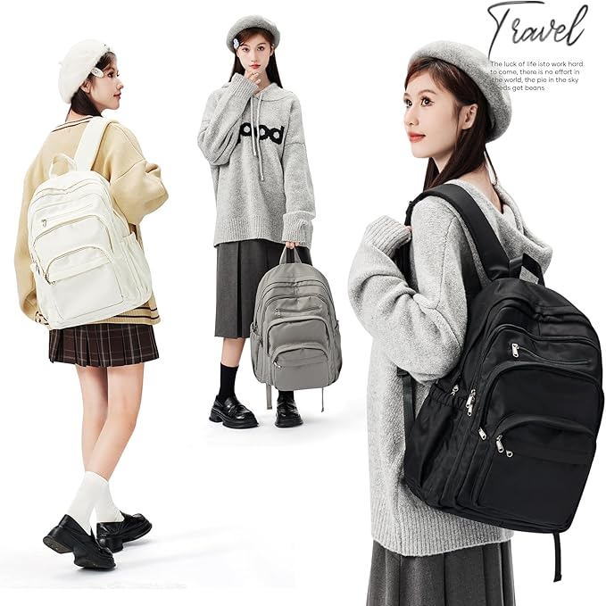 College Backpack For Women Men,Lightweight High School Bag,School Backpack With Lots Of Pockets,Cute Bookbag For Teens Boys Girls,Casual Daypack Backpack For School(Beige)