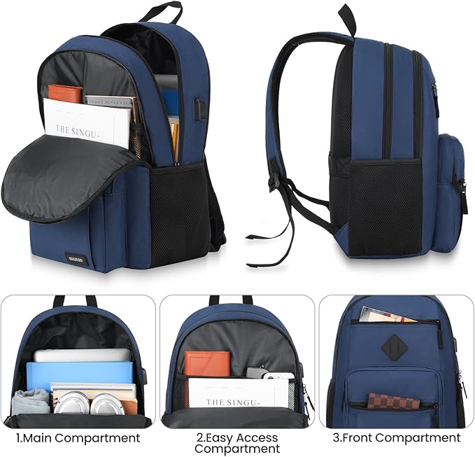 BIKROD Backpack for Boys Men, School Backpack for Teens Girls, Lightweight Casual High School Bookbag, Daily-use Travel Laptop Backpack Fits 15.6 Inch Notebook