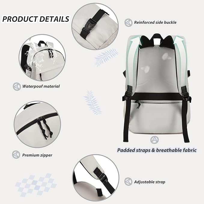 Caoroky knight College School Bag for Men Women Laptop Backpack 15.6 Inch Anti Theft Travel Daypack Large Elementary Middle High Bookbags for Teens Girls Boys Students-Large,off-white